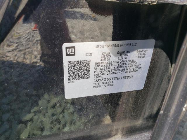 1G1ZG5ST7NF183353 - 2022 CHEVROLET MALIBU RS BLACK photo 12