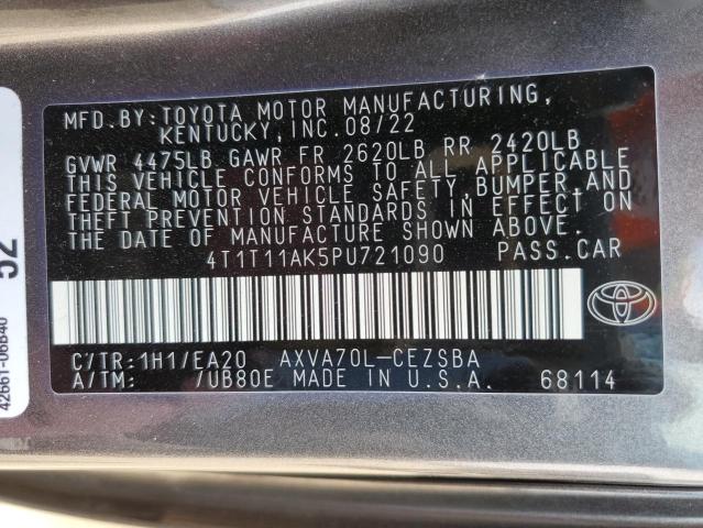 4T1T11AK5PU721090 - 2023 TOYOTA CAMRY SE NIGHT SHADE CHARCOAL photo 12