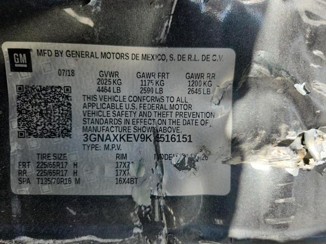 3GNAXKEV9KS516151 - 2019 CHEVROLET EQUINOX LT GRAY photo 13