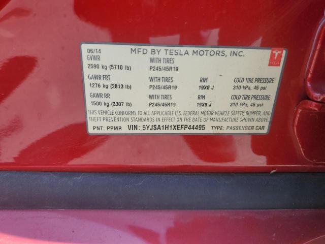 5YJSA1H1XEFP44495 - 2014 TESLA MODEL S 红色 照片 13