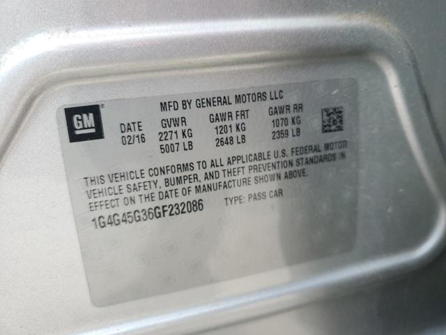 1G4G45G36GF232086 - 2016 BUICK LACROSSE SPORT TOURING SILVER photo 12