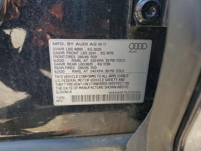 WA1VAAF78JD003651 - 2018 AUDI Q7 PRESTIGE BLUE photo 13