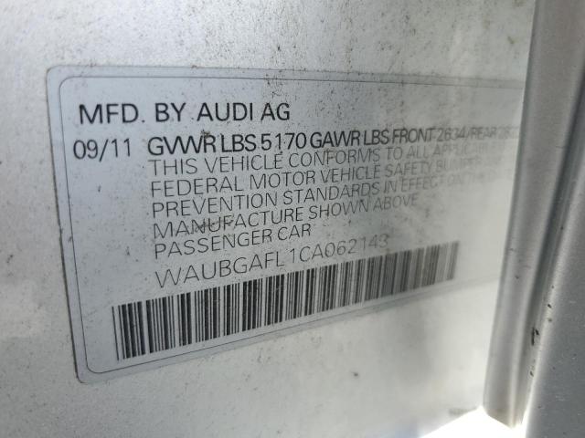 WAUBGAFL1CA062143 - 2012 AUDI S4 PREMIUM PLUS SILVER photo 13