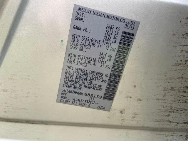 5N1AR2MN6DC688159 - 2013 NISSAN PATHFINDER S SILVER photo 10