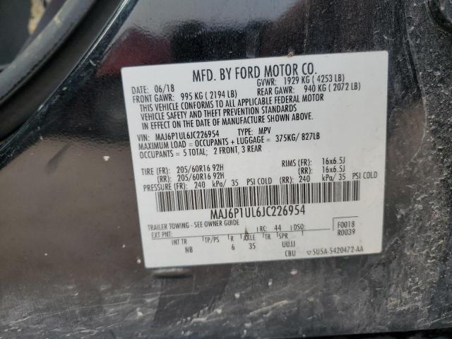 MAJ6P1UL6JC226954 - 2018 FORD ECOSPORT SE BLACK photo 13