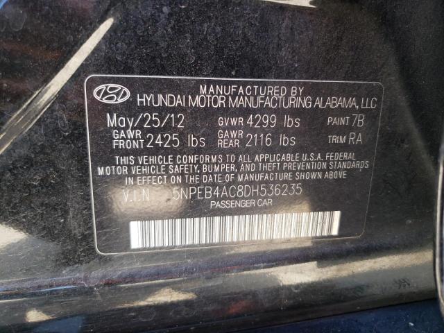 5NPEB4AC8DH536235 - 2013 HYUNDAI SONATA GLS BLACK photo 12