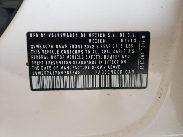 3VW2K7AJ7DM288540 - 2013 VOLKSWAGEN JETTA BASE 白色 照片 12