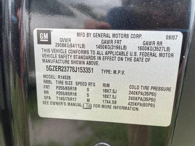 5GZER23778J153351 - 2008 SATURN OUTLOOK XR BLACK photo 10