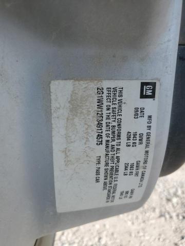 2G1WW12E349174575 - 2004 CHEVROLET MONTECARLO LS SILVER photo 10