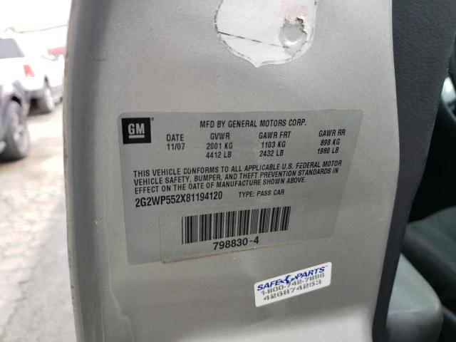 2G2WP552X81194120 - 2008 PONTIAC GRAND PRIX 灰色 照片 12