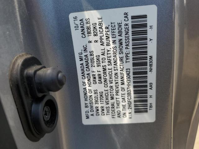 2HGFC3B37HH350423 - 2017 HONDA CIVIC EX SILVER photo 12