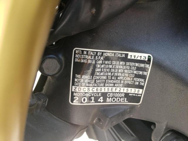 ZDCSC6015EF215138 - 2014 HONDA CB1000 R BLACK photo 10