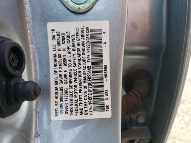 19XFC1F70GE025445 - 2016 HONDA CIVIC EXL Gümüş foto 12