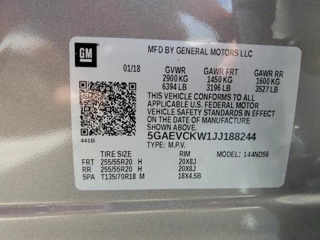 5GAEVCKW1JJ188244 - 2018 BUICK ENCLAVE AVENIR BEIGE photo 13