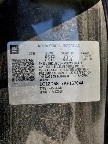 1G1ZD5ST7KF167044 - 2019 CHEVROLET MALIBU LT Schwarz Foto 12