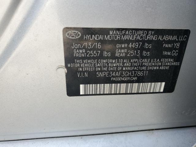 5NPE34AF3GH378611 - 2016 HYUNDAI SONATA SPORT SILVER photo 12