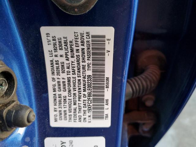 19XFC2F86LE002339 - 2020 HONDA CIVIC SPORT 蓝色 照片 12