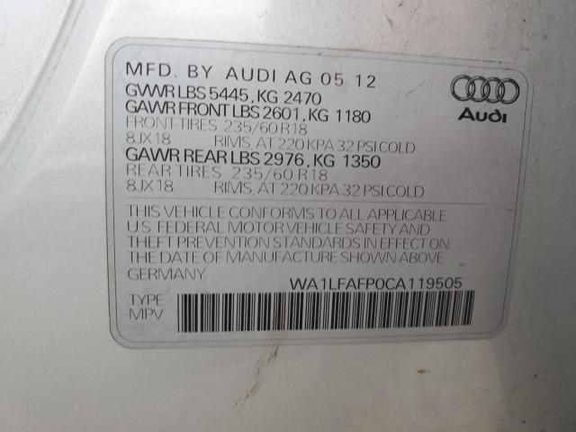 WA1LFAFP0CA119505 - 2012 AUDI Q5 PREMIUM PLUS SILVER photo 13