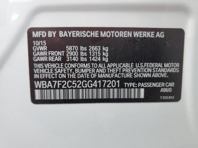 WBA7F2C52GG417201 - 2016 BMW 750I XDRIV XI WHITE photo 12