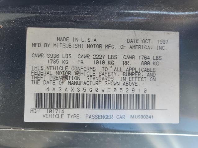 4A3AX35G0WE052910 - 1998 MITSUBISHI ECLIPSE SPYDER GS 黑色 照片 12