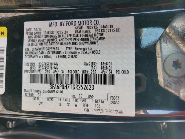 3FA6P0H71GR252623 - 2016 FORD FUSION SE BLACK photo 13