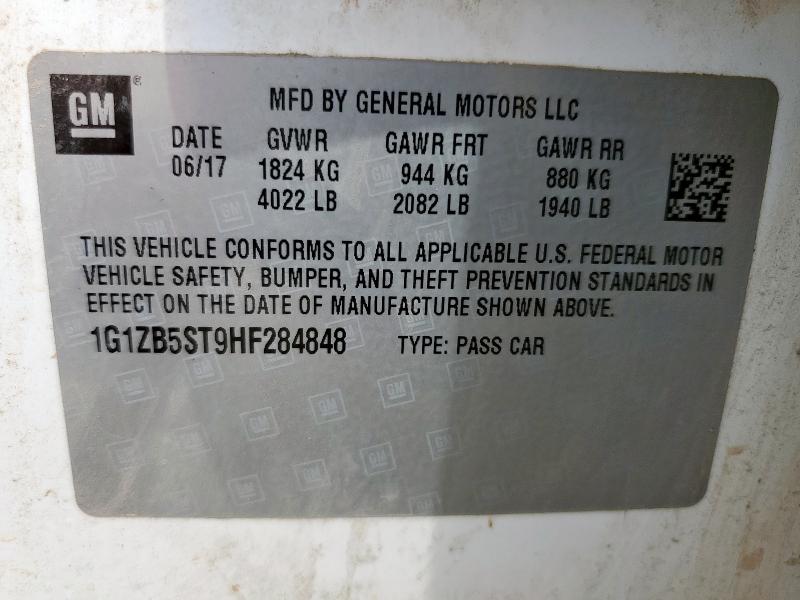 1G1ZB5ST9HF284848 - 2017 CHEVROLET MALIBU LS أبيض صورة 12