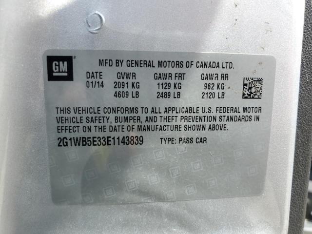 2G1WB5E33E1143839 - 2014 CHEVROLET IMPALA LIM LT SILVER photo 13