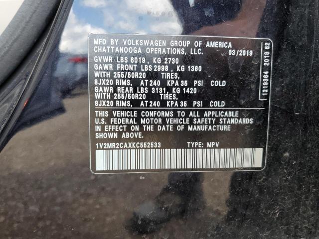 1V2MR2CAXKC552533 - 2019 VOLKSWAGEN ATLAS SEL BLUE photo 14