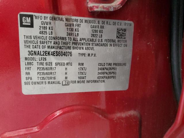 3GNAL2EK4ES604076 - 2014 CHEVROLET CAPTIVA LS 红色 照片 13