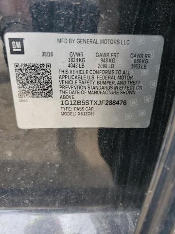 1G1ZB5STXJF288476 - 2018 CHEVROLET MALIBU LS BLACK photo 12