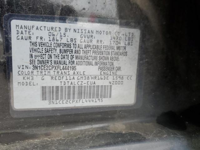 3N1CE2CPXFL444195 - 2015 NISSAN VERSA NOTE S BLACK photo 12