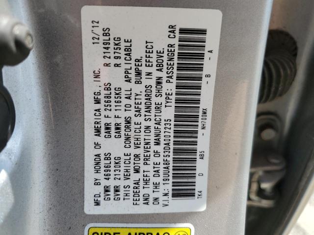 19UUA8F53DA007235 - 2013 ACURA TL TECH SILVER photo 12