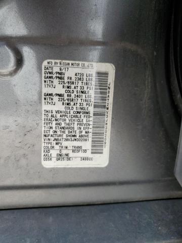 JN8AT2MV3JW302091 - 2018 NISSAN ROGUE S GRAY photo 12