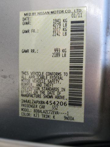 1N4AL2APXBN454206 - 2011 NISSAN ALTIMA BASE Gümüş foto 12