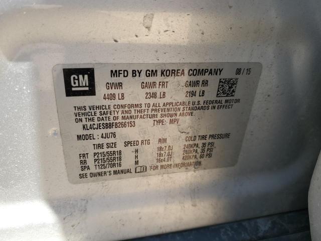 KL4CJESB8FB266153 - 2015 BUICK ENCORE SILVER photo 12