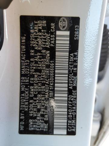 4T1BF1FK5DU666061 - 2013 TOYOTA CAMRY L WHITE photo 13