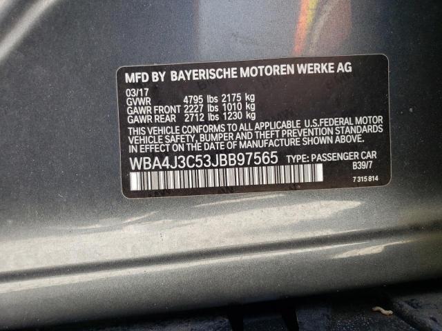 WBA4J3C53JBB97565 - 2018 BMW 430XI GRAN COUPE SILVER photo 10
