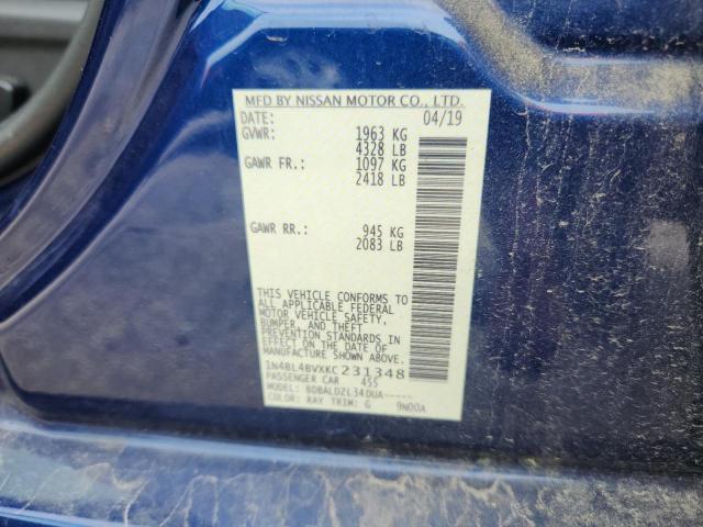 1N4BL4BVXKC231348 - 2019 NISSAN ALTIMA S 蓝色 照片 12