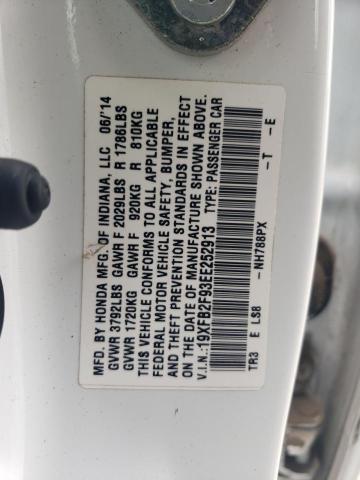 19XFB2F93EE252913 - 2014 HONDA CIVIC EXL Ağ foto 12