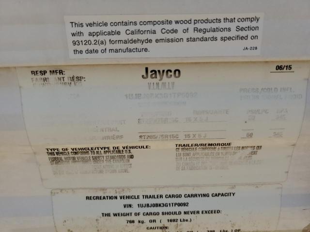 1UJBJ0BK3G1TP0092 - 2016 JAYC TRAVEL TRL თეთრი ფოტო 10