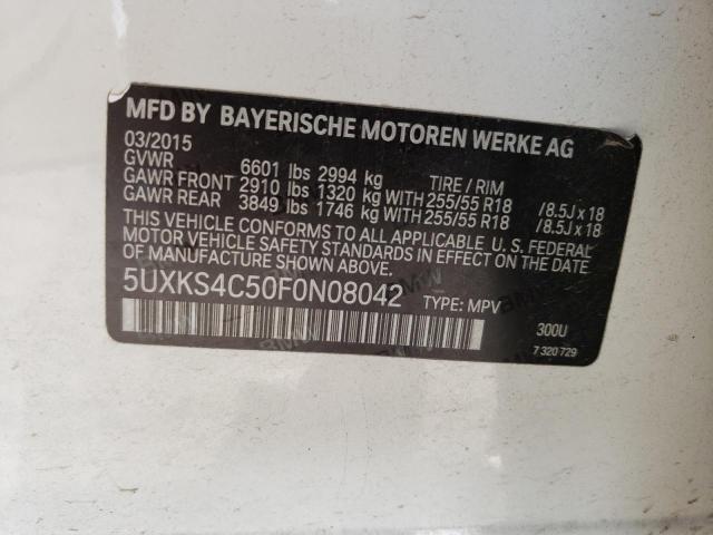 5UXKS4C50F0N08042 - 2015 BMW X5 XDRIVE35D WHITE photo 13