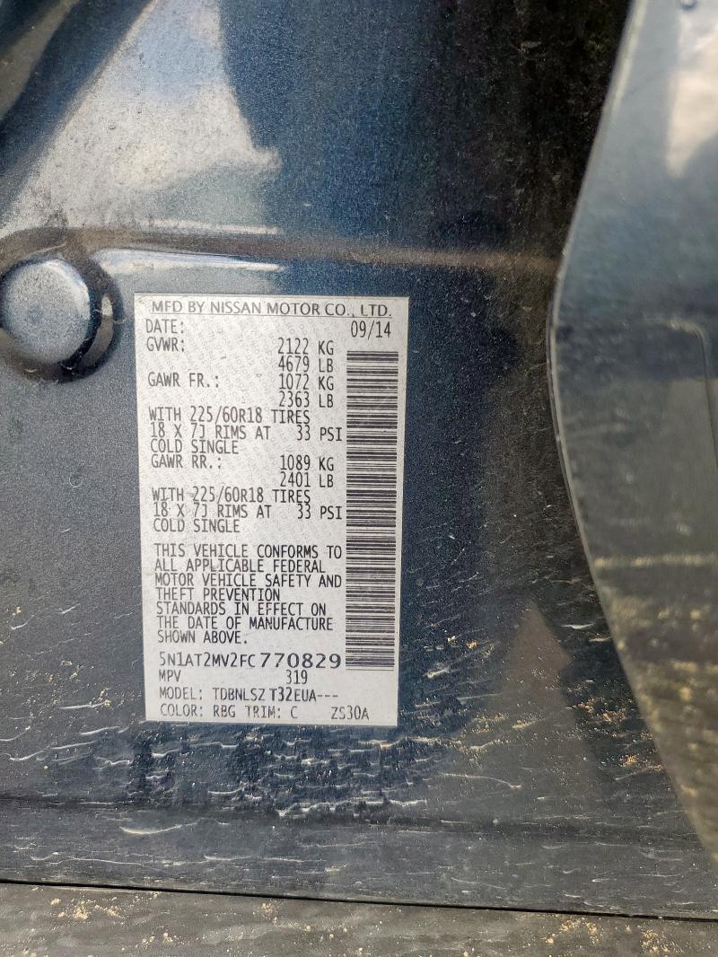 5N1AT2MV2FC770829 - 2015 NISSAN ROGUE S BLUE photo 13