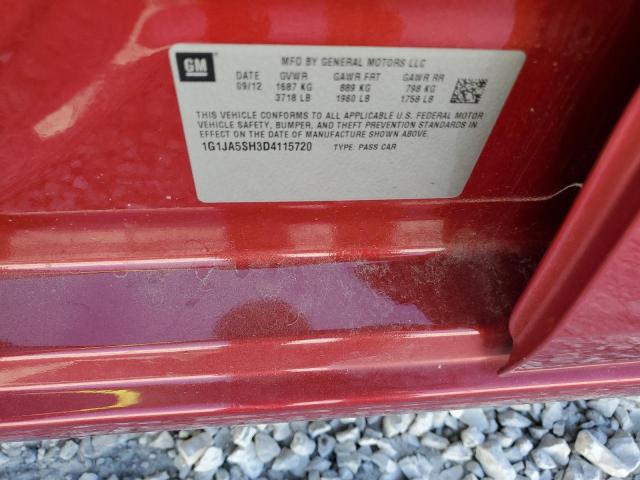 1G1JA5SH3D4115720 - 2013 CHEVROLET SONIC LS MAROON photo 12