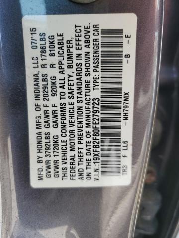 19XFB2F80FE279723 - 2015 HONDA CIVIC EX GRAY photo 12