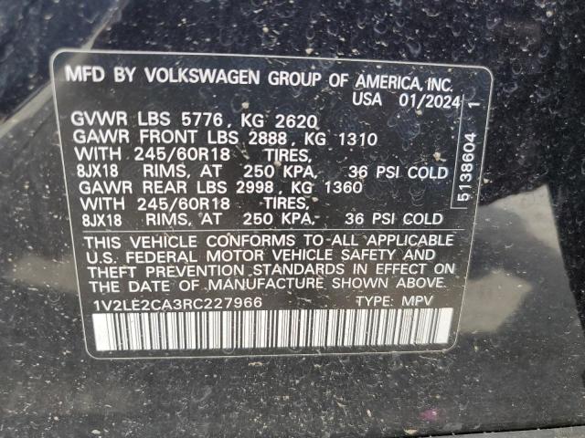 1V2LE2CA3RC227966 - 2024 VOLKSWAGEN ATLAS CROS SE Czarny zdjęcie 13