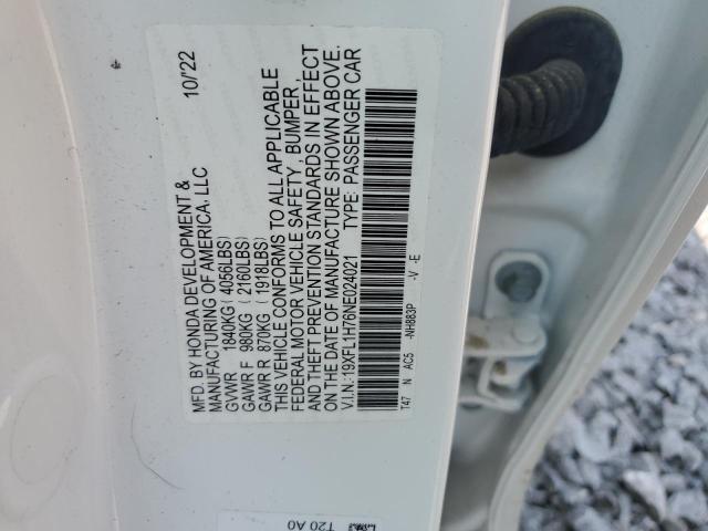 19XFL1H76NE024021 - 2022 HONDA CIVIC EXL WHITE photo 24