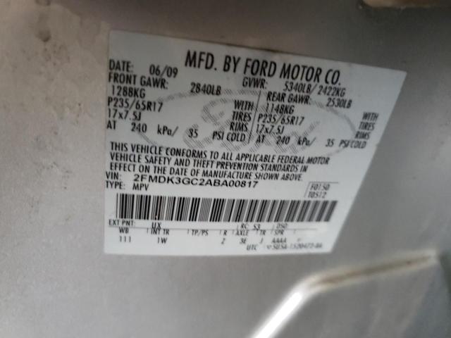 2FMDK3GC2ABA00817 - 2010 FORD EDGE SE SILVER photo 13