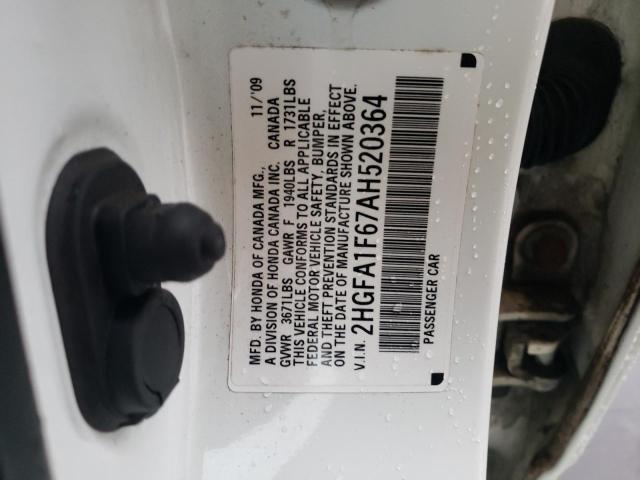 2HGFA1F67AH520364 - 2010 HONDA CIVIC LX-S Ağ foto 12