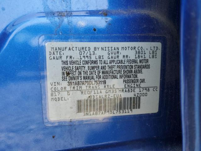 3N1AB7AP9DL753119 - 2013 NISSAN SENTRA S Көк фото 12
