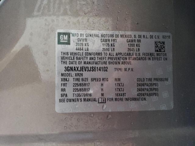 3GNAXJEV3JS614102 - 2018 CHEVROLET EQUINOX LT ნაცრისფერი ფოტო 13